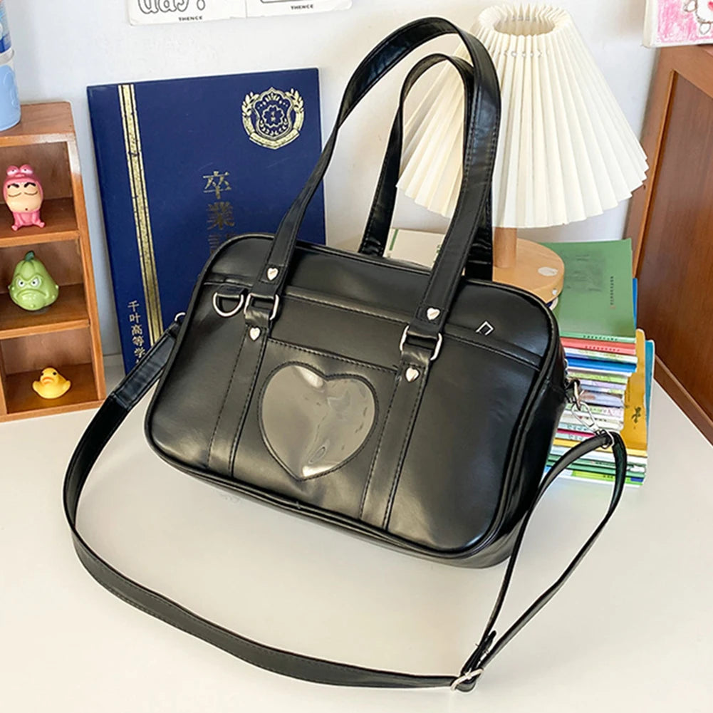 Tas Dames - Rechthoekige Schoudertas met Hart Detail | Kawaii