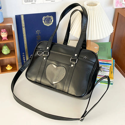 Tas Dames - Rechthoekige Schoudertas met Hart Detail | Kawaii