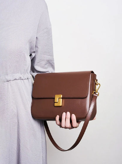 Tas Dames - Gestructureerde Flap Tas met Gouden Slot | Klassiek