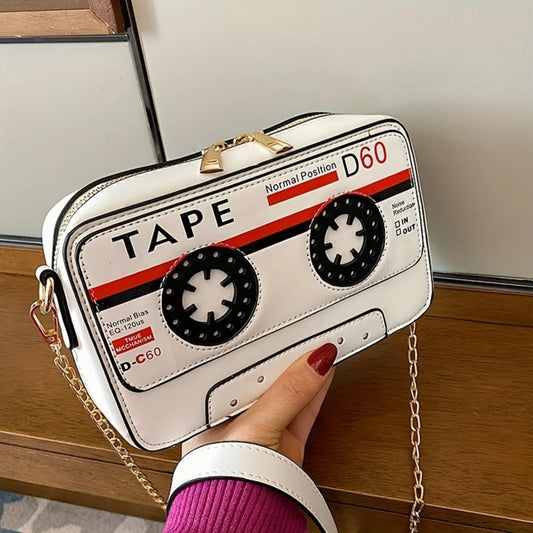 Handtas Dames - Retro Cassettebandje Design met Ketting | Speels