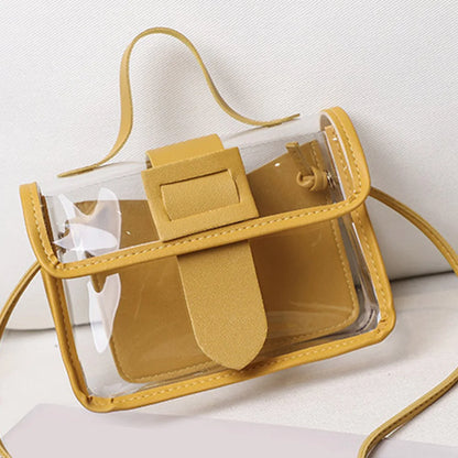 Tas Dames - Transparante Mini Handtas met Klep en Gesp | Trendy