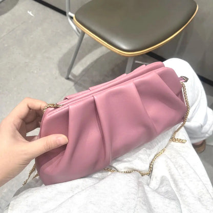 Tas Dames - Geplooide Clutch met Gouden Ketting | Chique