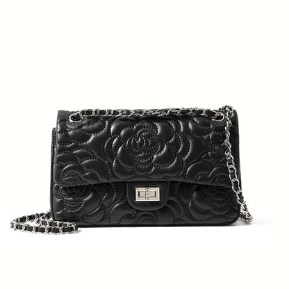 Tas Dames - Chique Schoudertas met Ketting en Rozenreliëf | Elegant