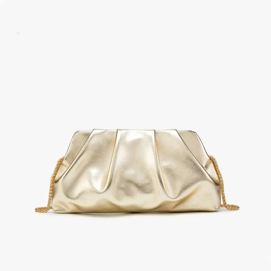 Tas Dames - Geplooide Clutch met Gouden Ketting | Chique
