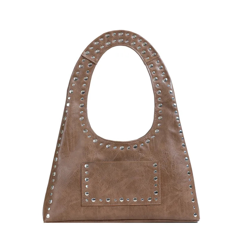 Tas Dames - Schoudertas met Studs en Halfmaan Silhouet | Casual