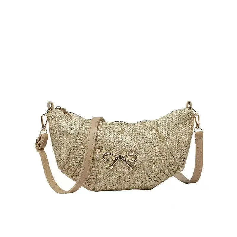 Tas Dames - Gevlochten Schoudertasje met Strikdetail | Casual