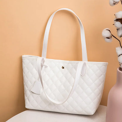 Tas Dames - Ruime Gewatteerde Shopper met Gouden Knoop | Chique