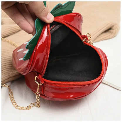 Crossbody Tas Dames - Mini Tas in Aardbeivorm met Ketting | Casual