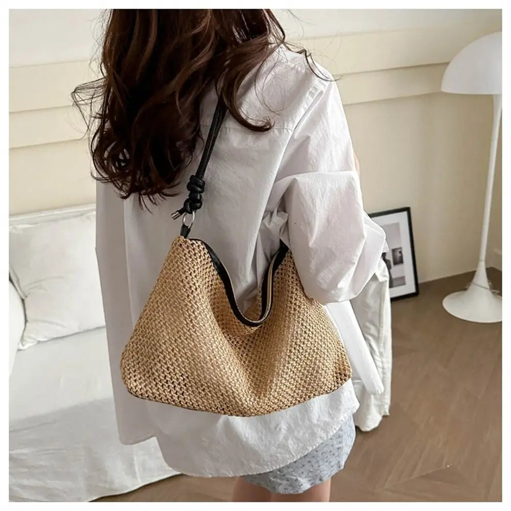 Tas Dames - Gevlochten Schoudertas met Knoopdetail | Zomer