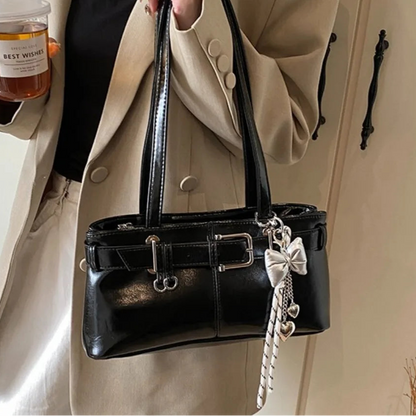 Tas Dames - Schoudertas met Gesp en Strik Hanger | Stijlvol
