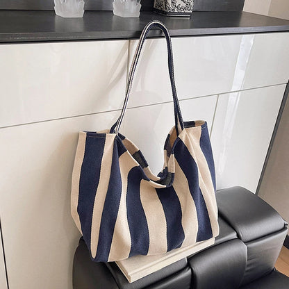 Tas Dames - Grote Tote Bag met Brede Strepen en Zachte Band | Casual