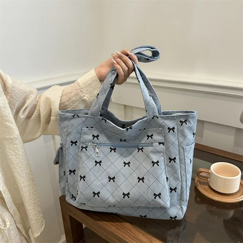 Shopper Dames - Gewatteerde Tote Bag met Strikjesprint | Casual