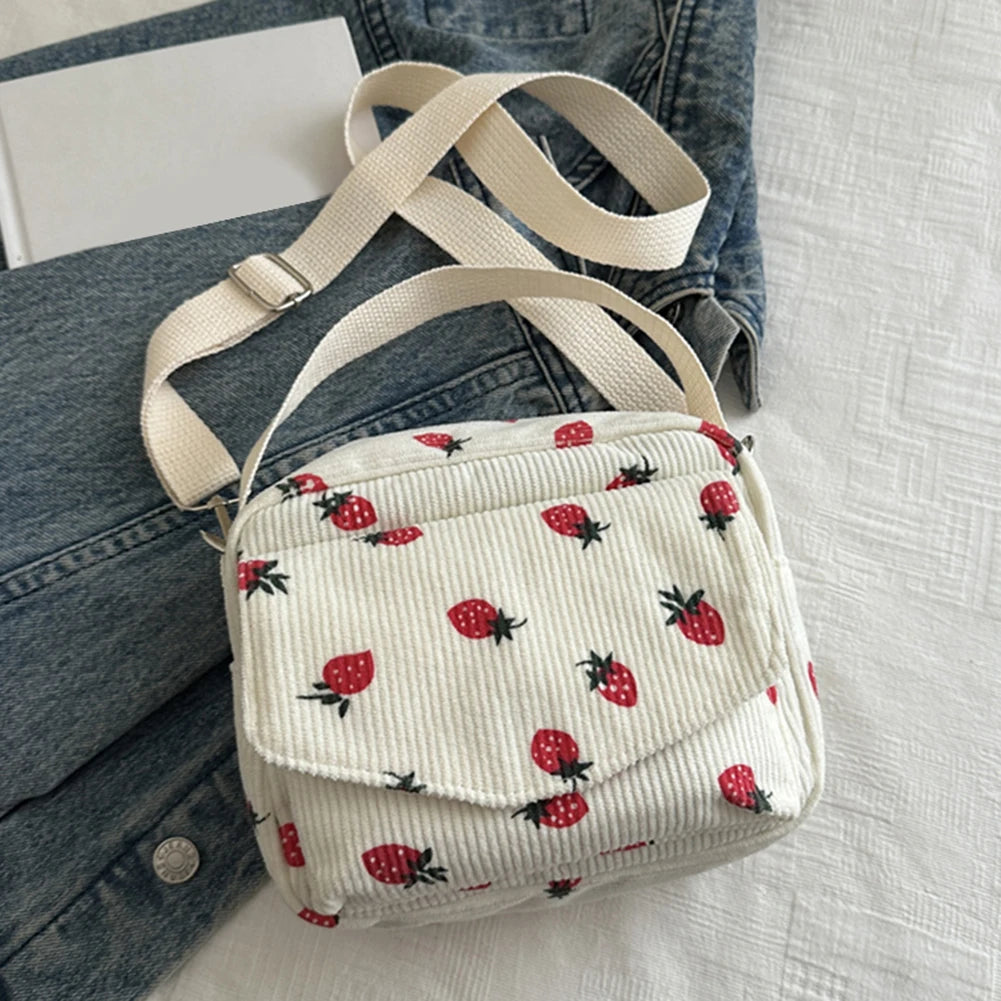 Schoudertas Dames - Compacte Tas met Aardbeienprint | Casual