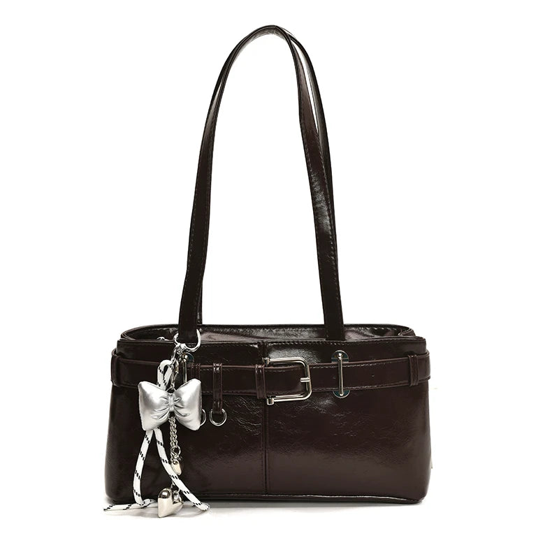 Tas Dames - Schoudertas met Gesp en Strik Hanger | Stijlvol