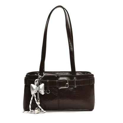Tas Dames - Schoudertas met Gesp en Strik Hanger | Stijlvol