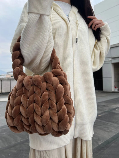 Handtas Dames - Gevlochten Mini Tas met Chunky Handvat | Speels