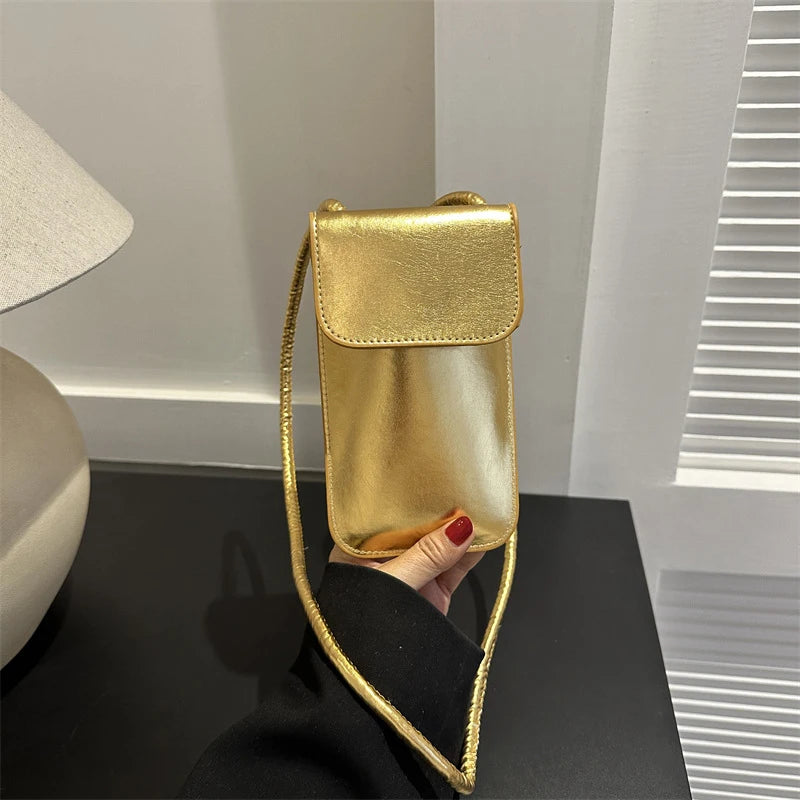 Tas Dames - Glanzende Mini Crossbody met Flap en Touwriem | Chique