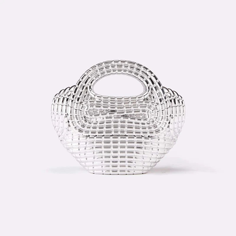 Avondtasje Dames - Gevlochten Metalen Tas met Ketting | Feest