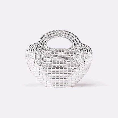 Avondtasje Dames - Gevlochten Metalen Tas met Ketting | Feest
