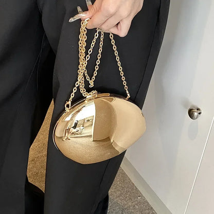 Tas Dames - Metallic Avondtasje met Gouden Ketting | Feestelijk