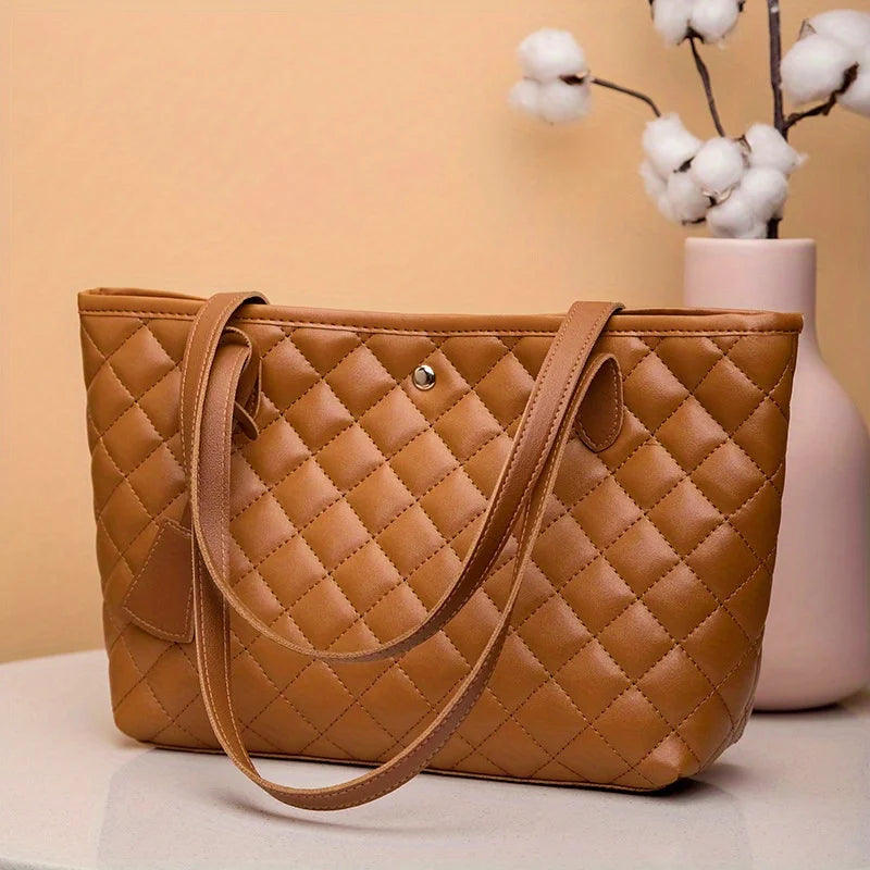 Tas Dames - Ruime Gewatteerde Shopper met Gouden Knoop | Chique