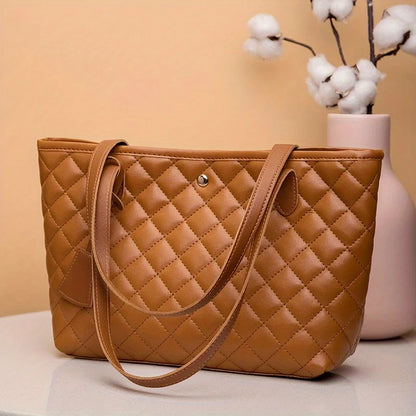 Tas Dames - Ruime Gewatteerde Shopper met Gouden Knoop | Chique
