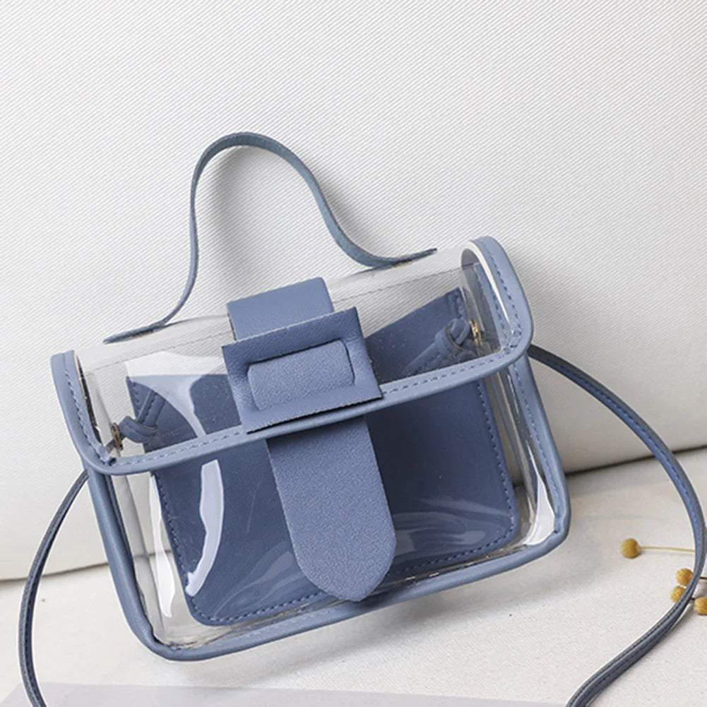 Tas Dames - Transparante Mini Handtas met Klep en Gesp | Trendy