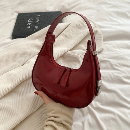 Tas Dames - Glanzende Hobo Stijl met Rits en Zilver Detail | Chic