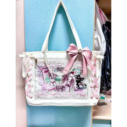 Tas Dames - Kawaii Shopper met Strikjes, Kant en Anime Print | Casual
