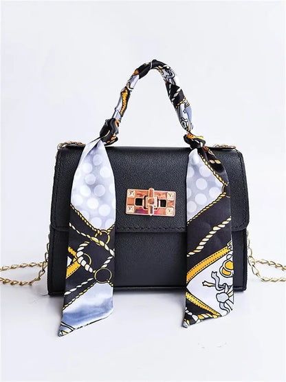 Tas Dames - Compacte Flap Tas met Sjaal en Gouden Ketting | Chique