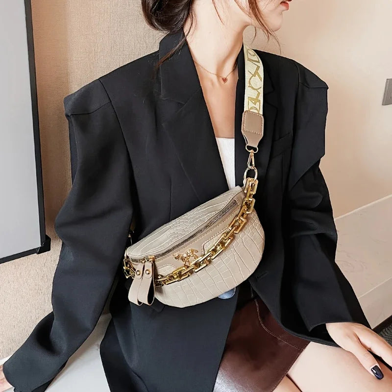 Tas Dames - Heuptas met Gouden Ketting en Paard Detail | Chique