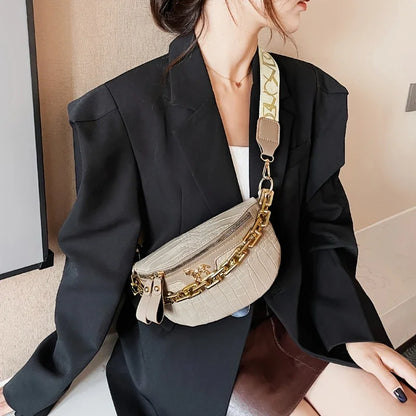 Tas Dames - Heuptas met Gouden Ketting en Paard Detail | Chique