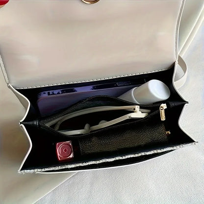 Tas Dames - Flap Tas met Contrast Band en Gouden Ring | Klassiek