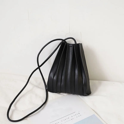 Tas Dames - Geplooide Bucket Bag met Trekkoord en Riem | Casual