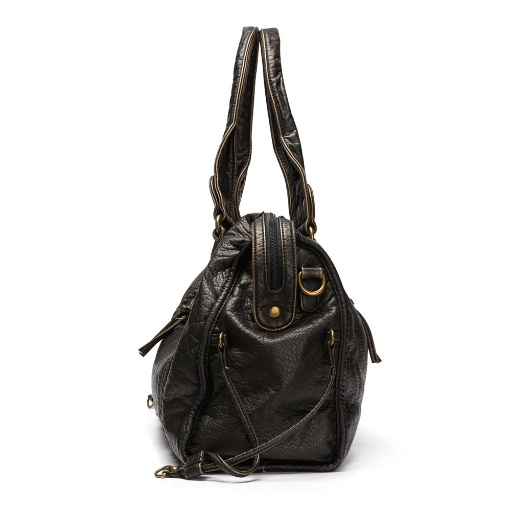 Tas Dames - Ruime Handtas met Gevlochten Details en Frontritsvak | Vintage