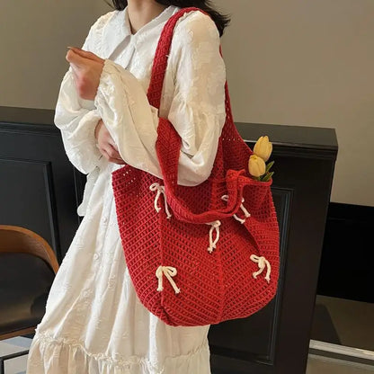 Tas Dames - Grote Open Shopper met Strikjes en Dubbele Banden | Casual