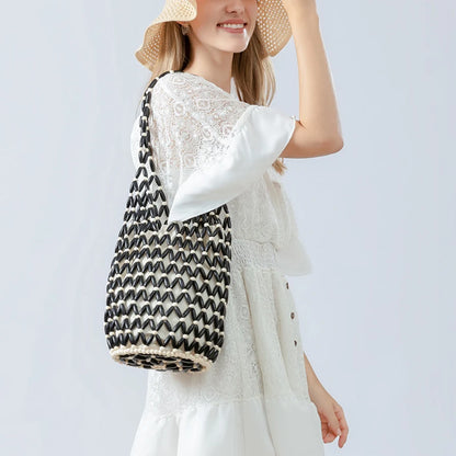 Tas Dames - Houten Kralen Shopper met Binnentas | Boho