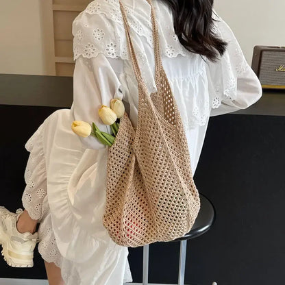 Tas Dames - Grote Gehaakte Shopper met Open Vlechtstructuur | Boho
