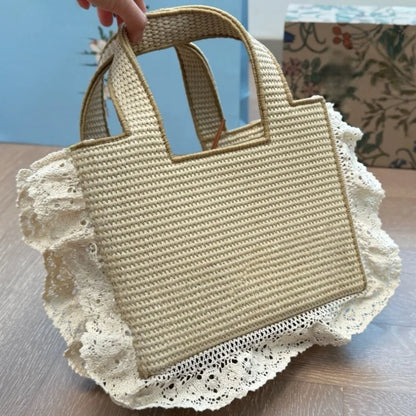 Tas Dames - Gevlochten Zomertas met Ruches Detail | Casual