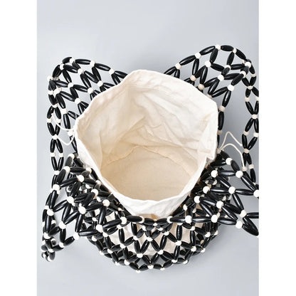 Tas Dames - Houten Kralen Shopper met Binnentas | Boho