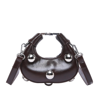 Tas Dames - Mini Crossbody met Zilveren Bolstuds en Ring | Stoer