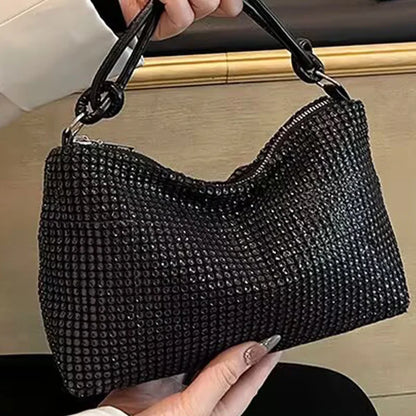 Tas Dames - Grote Glitter Schoudertas met Rits en Handvat | Chique