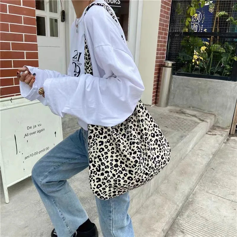 Tas Dames - Oversized Schoudertas met Luipaardprint | Casual