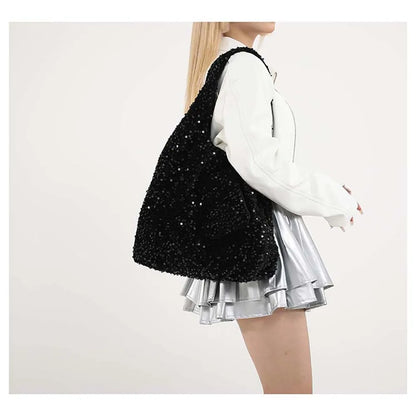 Tas Dames - Grote Pailletten Shopper met Enkele Band | Glamour
