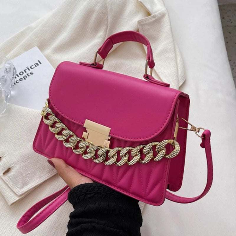 Tas Dames - Handtas met Dikke Gouden Ketting en Klep | Chique