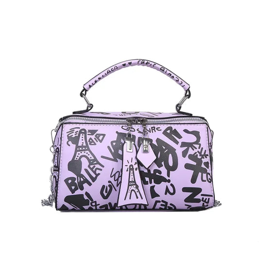 Tas Dames - Mini Handtas met Print en Ketting | Streetstyle