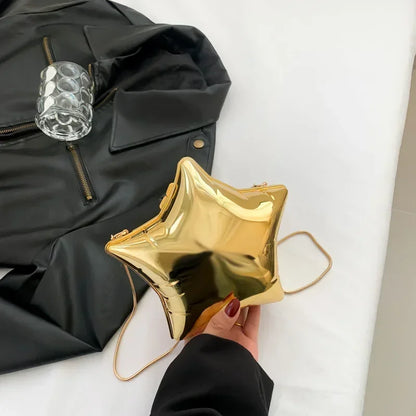 Tas Dames - Metallic Ster Clutch met Ketting | Feestelijk