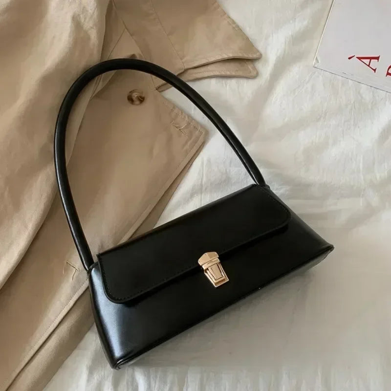 Tas Dames - Stijlvolle Baguette Tas met Gouden Sluiting | Klassiek