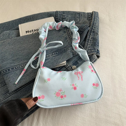 Schoudertas Dames - Halfmaan Tas met Rozenprint | Casual