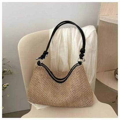 Tas Dames - Gevlochten Schoudertas met Knoopdetail | Zomer